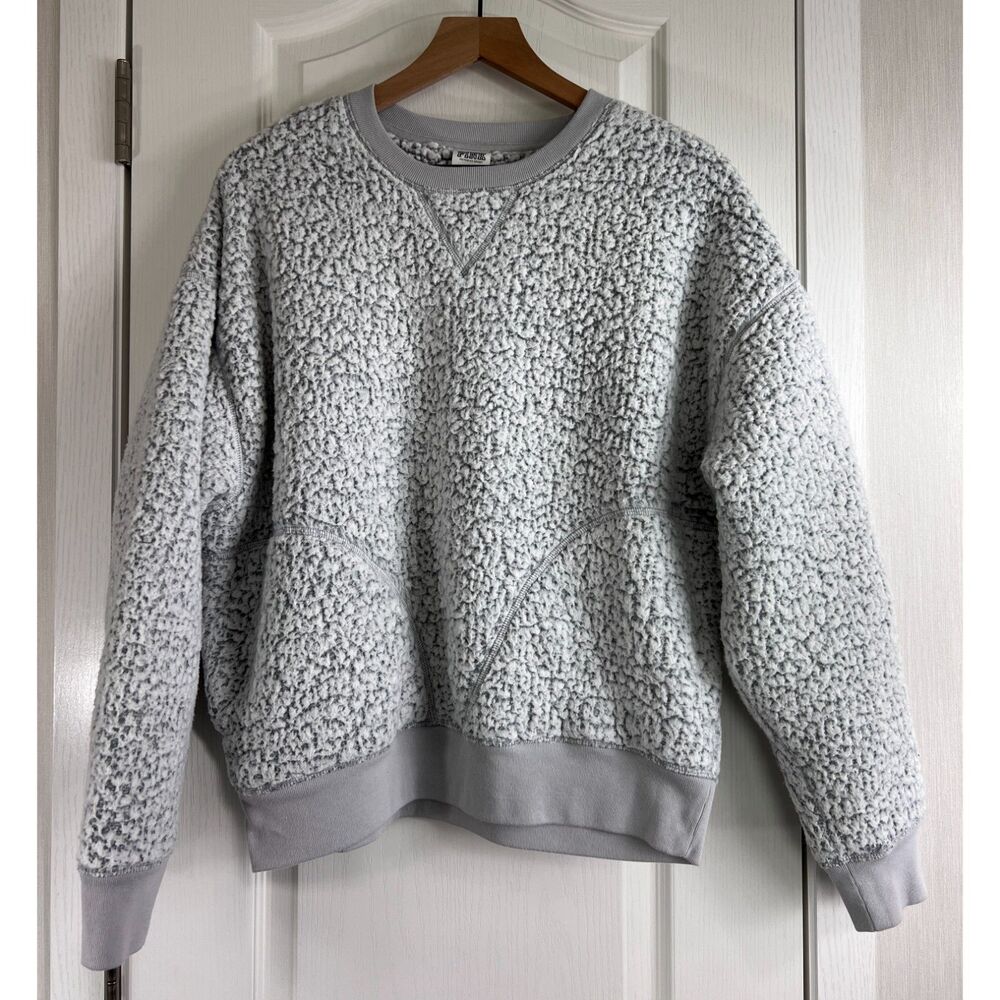 Victoria's Secret PINK Sherpa Oversized Pullover Pockets Gray Women's S Small